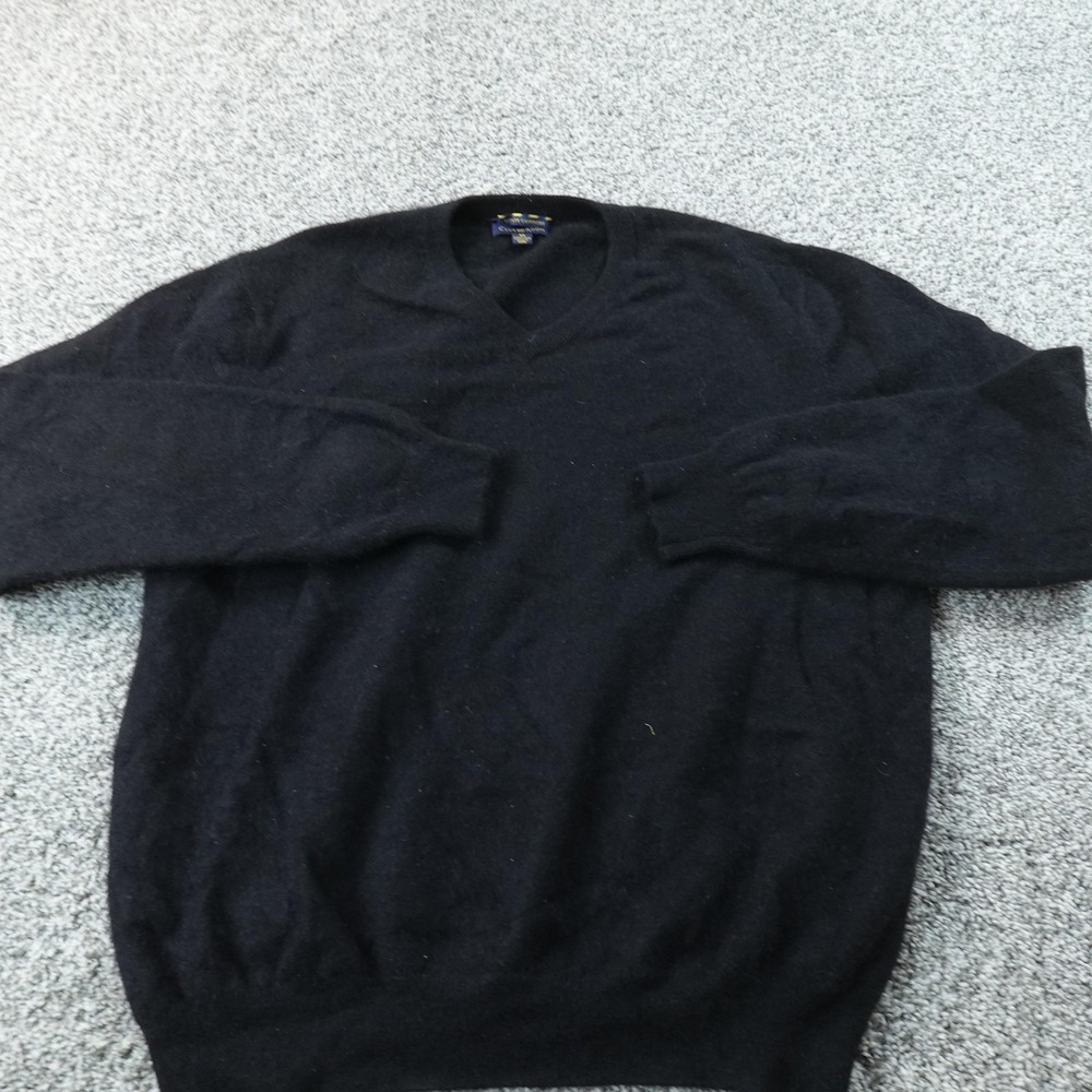 Club‎ Room Sweater Mens XL Black Cashmere V Neck Pullover Knit Soft Warm Casual